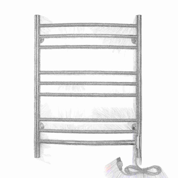 Warmlyyours Riviera Towel Warmer, Brushed, Dual Connection, 9 Bars TW-R09BS-HP - main